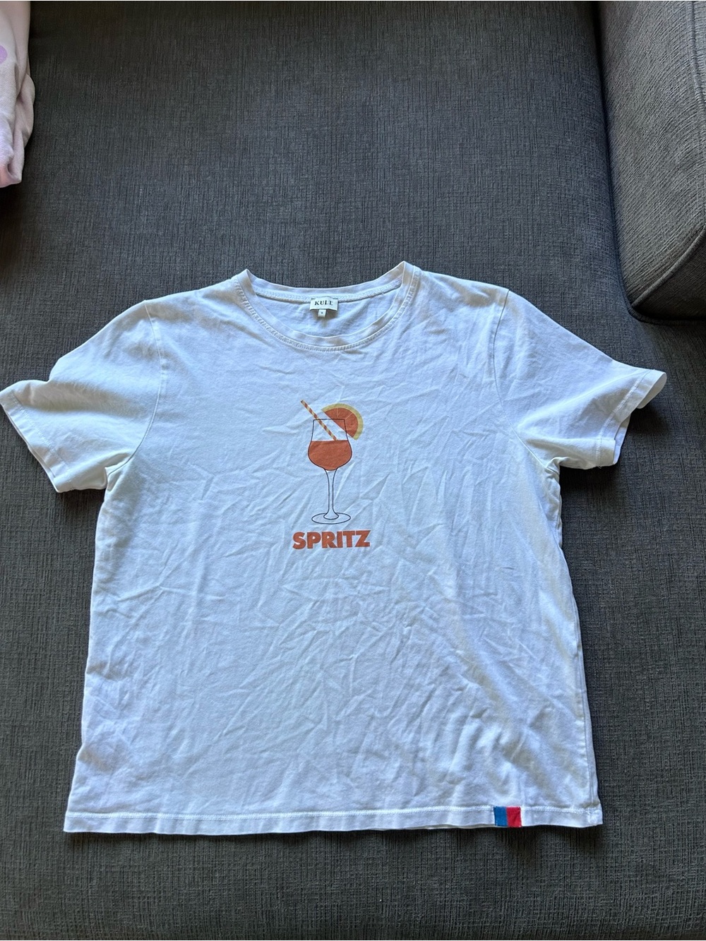 KULE White 'Spritz' Graphic Short Sleeve Tee with Orange Accent